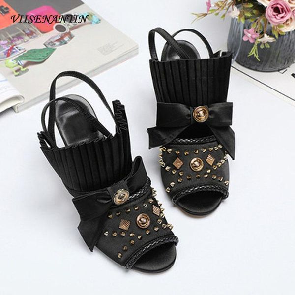 sandals european and american summer single shoes rivet fine-heeled metal bow high-heeled fish mouth toe, Black
sandals european and american summer single shoes rivet fine-heeled metal bow high-heeled fish mouth toe, Black