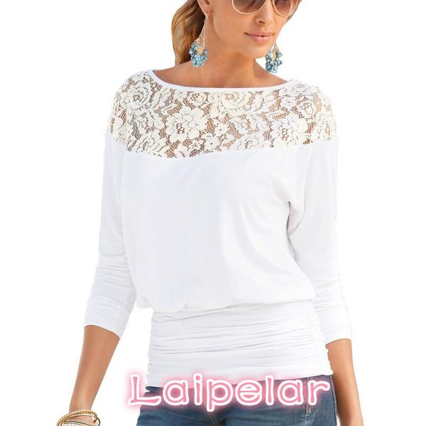 women's blouses & shirts casual blouse o-neck lace splice solid women long sleeve blusas fold shirt female blusa laipelar, White
women's blouses & shirts casual blouse o-neck lace splice solid women long sleeve blusas fold shirt female blusa laipelar, White