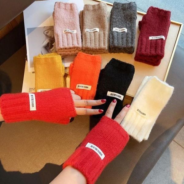 five fingers gloves wool half finger for women knitted warm fingerless knit mitten solid color fashion lady arm warmers, Blue;gray 
five fingers gloves wool half finger for women knitted warm fingerless knit mitten solid color fashion lady arm warmers, Blue;gray
