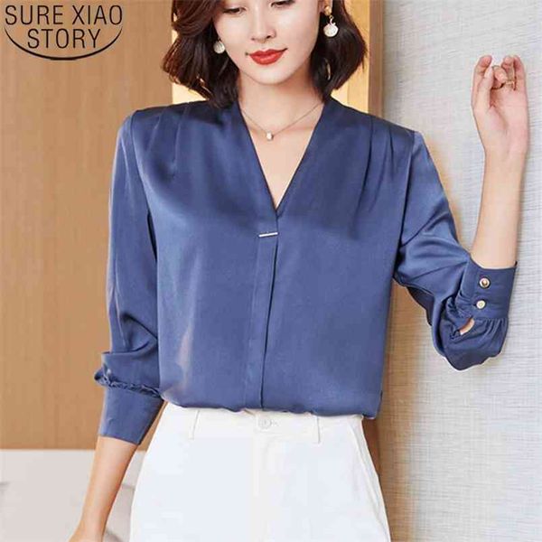 spring fashion women blouse plus size loose shirt long sleeve v-neck korean satin 10853 210421, White
spring fashion women blouse plus size loose shirt long sleeve v-neck korean satin 10853 210421, White