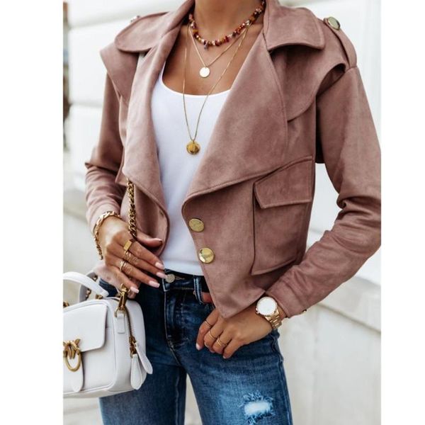 women's jackets winter women short jacket pocket solid color pink coats autumn turn-down collar loose ol casual elegant ladies, Black;brown
women's jackets winter women short jacket pocket solid color pink coats autumn turn-down collar loose ol casual elegant ladies, Black;brown