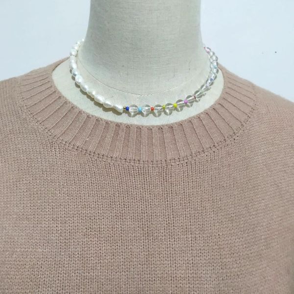 chains crystal glass rainbow rice bead natural freshwater pearl mix necklace personality retro clavicle chain female 2021, Silver
chains crystal glass rainbow rice bead natural freshwater pearl mix necklace personality retro clavicle chain female 2021, Silver
