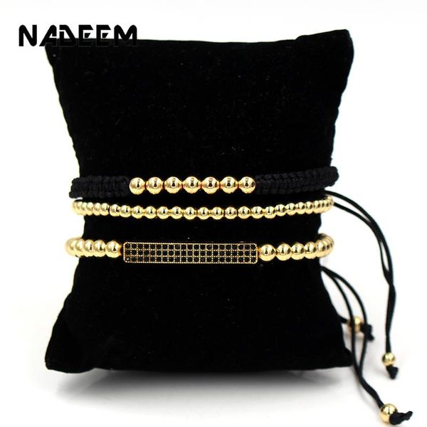 charm bracelets nadeem anil arjandas brand 3pcs/sets men's pave setting black cz bar bracelet with 5mm copper bead braiding macrame set, Golden;silver
charm bracelets nadeem anil arjandas brand 3pcs/sets men's pave setting black cz bar bracelet with 5mm copper bead braiding macrame set, Golden;silver