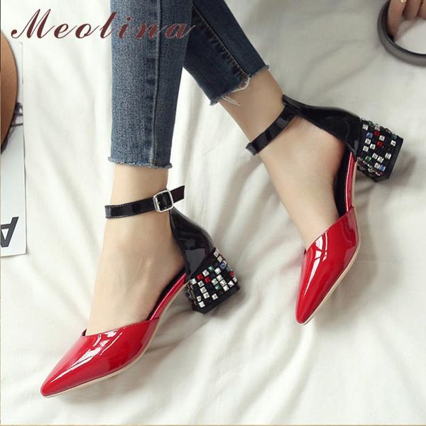 dress shoes meotina high heels women natural genuine leather block heel wedding rhinestone cow ankle strap pumps red 3-9, Black
dress shoes meotina high heels women natural genuine leather block heel wedding rhinestone cow ankle strap pumps red 3-9, Black