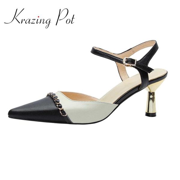 dress shoes krazing pot size 40 full grain leather pointed toe mixed colors chains shallow slingback vintage buckle straps women sandals l33, Black
dress shoes krazing pot size 40 full grain leather pointed toe mixed colors chains shallow slingback vintage buckle straps women sandals l33, Black