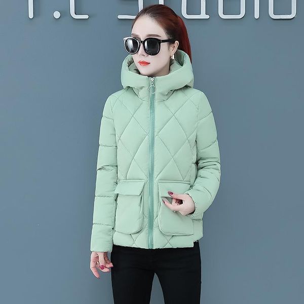 women's down & parkas women solid hoodies bread coat 2021 korean winter fashion splice zipper pockets thickening slim short outwear1, Black
women's down & parkas women solid hoodies bread coat 2021 korean winter fashion splice zipper pockets thickening slim short outwear1, Black