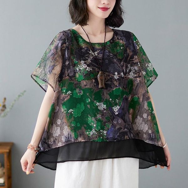 women's blouses & shirts women summer chiffon ethnic retro 2021 vintage print loose floral blouse female short sleeve casual breathable, White
women's blouses & shirts women summer chiffon ethnic retro 2021 vintage print loose floral blouse female short sleeve casual breathable, White