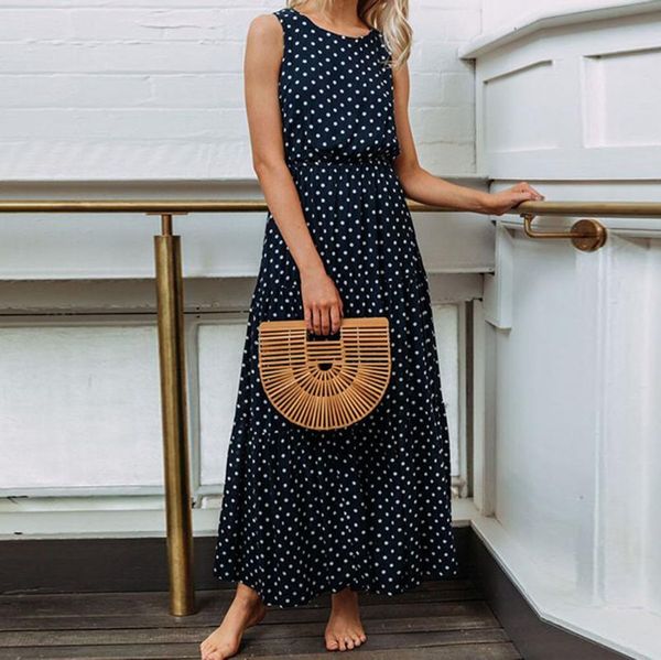 casual dresses in stock summer dress 2021 o-neck sleeveless dot print beach soild color women long vestidos sukienki, Black;gray
casual dresses in stock summer dress 2021 o-neck sleeveless dot print beach soild color women long vestidos sukienki, Black;gray