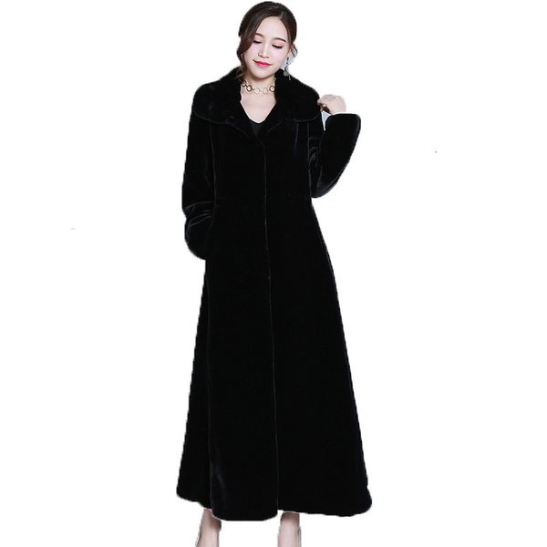 women's fur & faux real coat sheep sheared big skirt winter collor wool jacket long plus size zt240 hinn, Black
women's fur & faux real coat sheep sheared big skirt winter collor wool jacket long plus size zt240 hinn, Black