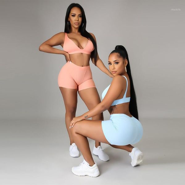 women's tracksuits 2021 summer small pit strip solid color vest suspender with casual shorts sports wind two-piece yoga suit, Gray
women's tracksuits 2021 summer small pit strip solid color vest suspender with casual shorts sports wind two-piece yoga suit, Gray