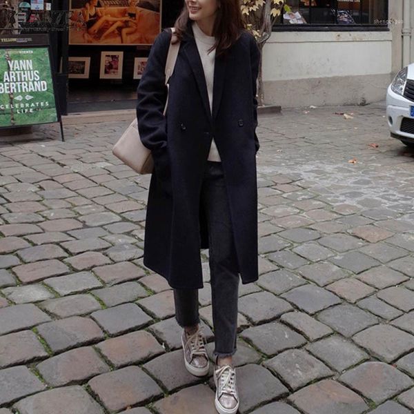 women's wool & blends zanzea winter women coat female lapel long sleeve double-breasted jackets stylish casual overcoat oversized, Black
women's wool & blends zanzea winter women coat female lapel long sleeve double-breasted jackets stylish casual overcoat oversized, Black