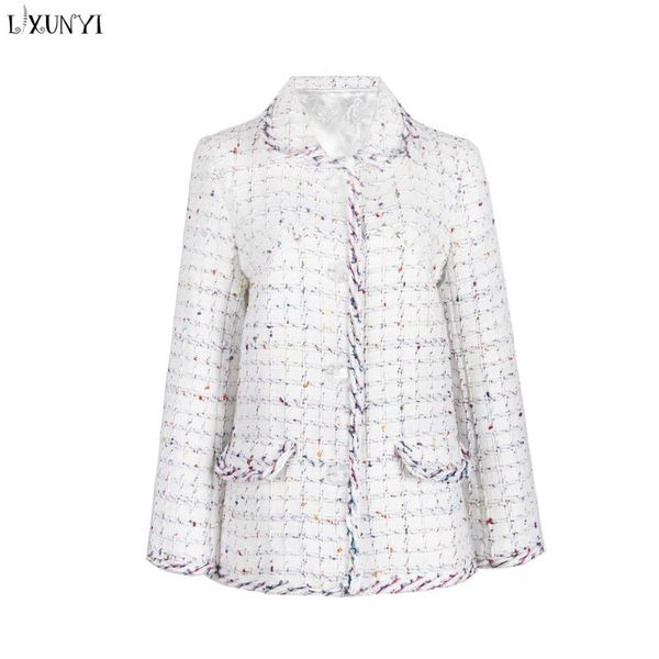 women's suits & blazers lxunyi autumn winter white tweed blazer women elegant single breasted coats long sleeve fashion outwear lady, White;black
women's suits & blazers lxunyi autumn winter white tweed blazer women elegant single breasted coats long sleeve fashion outwear lady, White;black