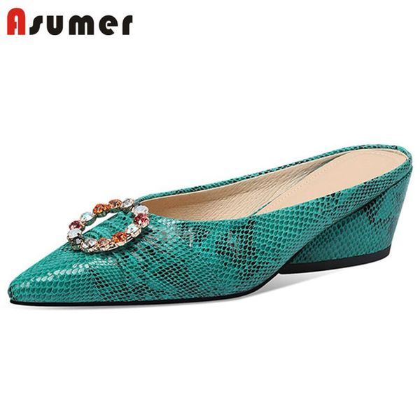 slippers asumer 2021 genuine leather slipper women shoes pointed toe snake crystal thick high heels casual, Black
slippers asumer 2021 genuine leather slipper women shoes pointed toe snake crystal thick high heels casual, Black