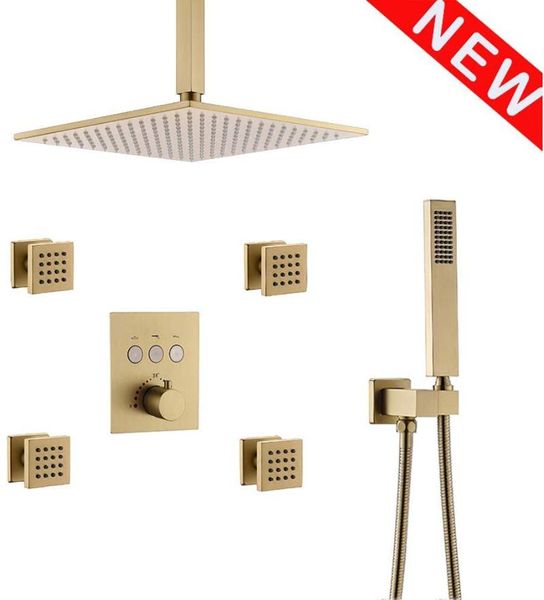 luxury thermostatic 12"inch ceiling rain shower heads bathroom faucet mixer set (allows multiple to function at a time) sets
luxury thermostatic 12"inch ceiling rain shower heads bathroom faucet mixer set (allows multiple to function at a time) sets