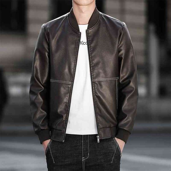 2021 spring and autumn new leather men's korean fashion slim fit handsome youth locomotive stand collar jacket, Black;brown
2021 spring and autumn new leather men's korean fashion slim fit handsome youth locomotive stand collar jacket, Black;brown