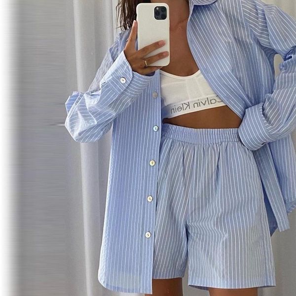 women's tracksuits leisure women shirt set loose long sleeve bottom shorts ladies wear home clothes stripe high waisted mini two piece, Gray
women's tracksuits leisure women shirt set loose long sleeve bottom shorts ladies wear home clothes stripe high waisted mini two piece, Gray