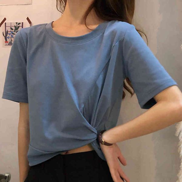 women's t-shirt shintimes summer tee shirt femme korean version of the high-waist short knotted slim sleeve womens clothes k4, White
women's t-shirt shintimes summer tee shirt femme korean version of the high-waist short knotted slim sleeve womens clothes k4, White