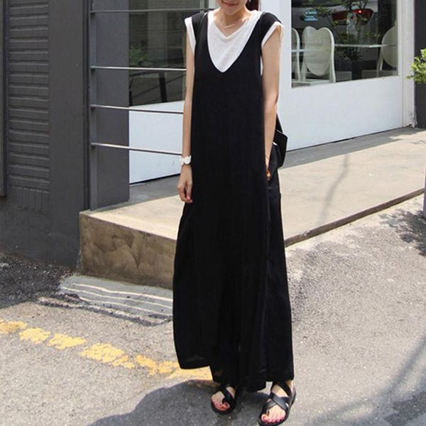 women's jumpsuits & rompers summer wide leg pants cotton black loose long casual korean janpan 2021 sleeveless femme, Black;white
women's jumpsuits & rompers summer wide leg pants cotton black loose long casual korean janpan 2021 sleeveless femme, Black;white