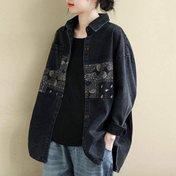 women's jackets xuxi spring autumn thin women vintage loose coat 2021 casual long sleeve fashion printing single breasted cowboy fz2374, Black;brown
women's jackets xuxi spring autumn thin women vintage loose coat 2021 casual long sleeve fashion printing single breasted cowboy fz2374, Black;brown