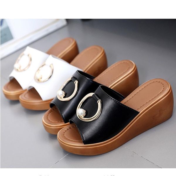 summer women's slippers fashion high heel thick bottom one word drag anti slide sandals water drill, Black
summer women's slippers fashion high heel thick bottom one word drag anti slide sandals water drill, Black