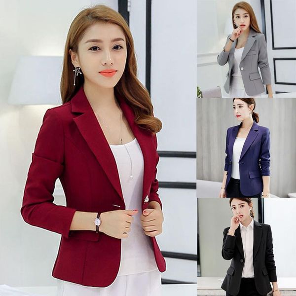 women long sleeve single button office ol slim short jacket blazer formal coat women's suits & blazers, White;black
women long sleeve single button office ol slim short jacket blazer formal coat women's suits & blazers, White;black