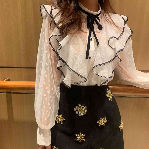 blouses spring summer 2021 women fashion long sleeve button up stand collar ruffles see through white lace blouse sheer shirt
blouses spring summer 2021 women fashion long sleeve button up stand collar ruffles see through white lace blouse sheer shirt
