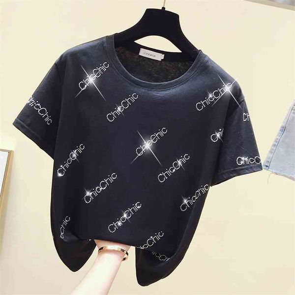 summer women casual short sleeves blingbling letter o neck cotton t-shirt female pullover tee a1208 210519, White
summer women casual short sleeves blingbling letter o neck cotton t-shirt female pullover tee a1208 210519, White