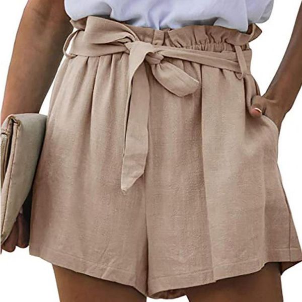 women's shorts est fashion womens slim leisure loose solid color high waisted paper bag tie belt ladies summer holiday short, White;black
women's shorts est fashion womens slim leisure loose solid color high waisted paper bag tie belt ladies summer holiday short, White;black