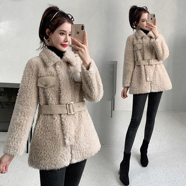 women's fur & faux long sleeve genuine sheepskin coats ladies turndown collar wool outwear sheep shearing jacket female casaco feminino, Black
women's fur & faux long sleeve genuine sheepskin coats ladies turndown collar wool outwear sheep shearing jacket female casaco feminino, Black