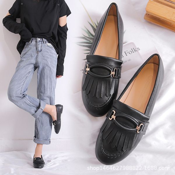 dress shoes shallow flats small leather korean student casual slip-on tassel buckle soft soled loafers retro brief solid moccasins mttv, Black
dress shoes shallow flats small leather korean student casual slip-on tassel buckle soft soled loafers retro brief solid moccasins mttv, Black