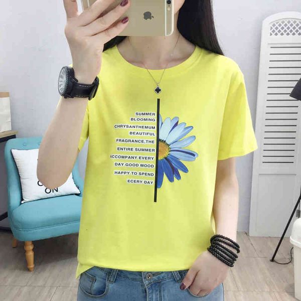women's t-shirt floral print plus size tshirt female summer cotton t women short sleeve korea fashion tee femme tyt0, White
women's t-shirt floral print plus size tshirt female summer cotton t women short sleeve korea fashion tee femme tyt0, White