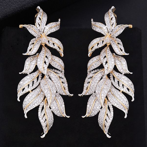 33*78mm fashion leaves cluster drop dangle long earrings for women wedding bridal jewelry engagement, Golden;silver
33*78mm fashion leaves cluster drop dangle long earrings for women wedding bridal jewelry engagement, Golden;silver