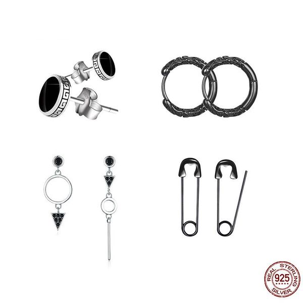 stud 100% 925 sterling silver earrings round black paperclip geometric hoop for women fine jewelry gifts, Golden;silver
stud 100% 925 sterling silver earrings round black paperclip geometric hoop for women fine jewelry gifts, Golden;silver
