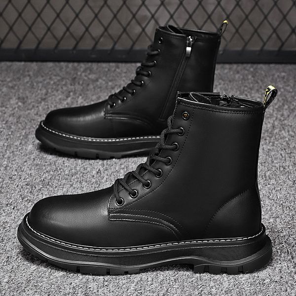 winter shoes martin high leather boots men's chelsea british wind locomotive work clothes, Black
winter shoes martin high leather boots men's chelsea british wind locomotive work clothes, Black