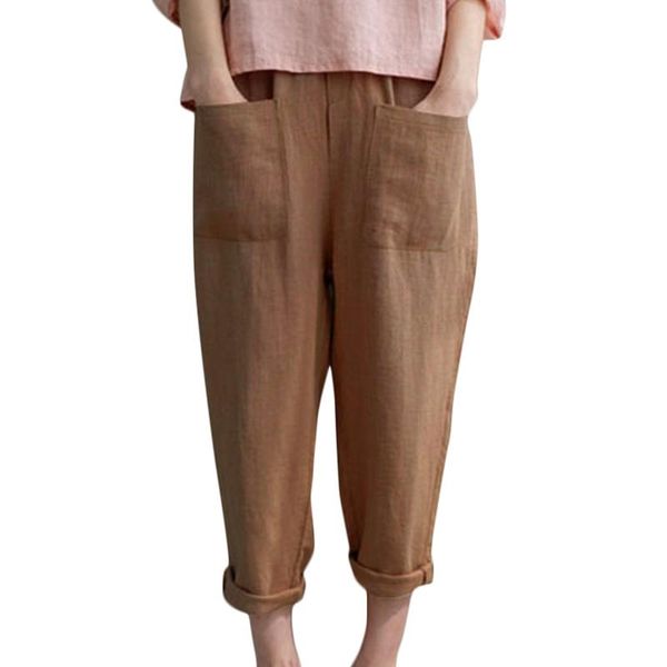 women's pants & capris 2021 woman summer loose cotton linen elastic waist pockets for women solid color casual ladies trousers, Black;white
women's pants & capris 2021 woman summer loose cotton linen elastic waist pockets for women solid color casual ladies trousers, Black;white