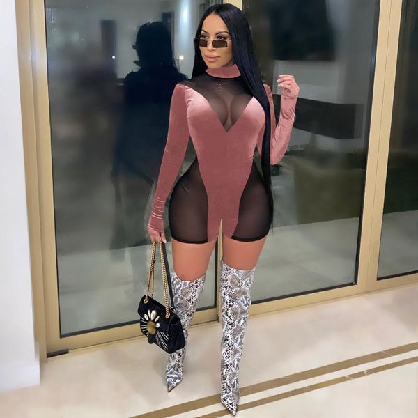 women's jumpsuits & rompers velvet skinny women playsuits 2021 zipper turtleneck long sleeve casual mesh pacthwork romper jumpsuit, Black;white
women's jumpsuits & rompers velvet skinny women playsuits 2021 zipper turtleneck long sleeve casual mesh pacthwork romper jumpsuit, Black;white