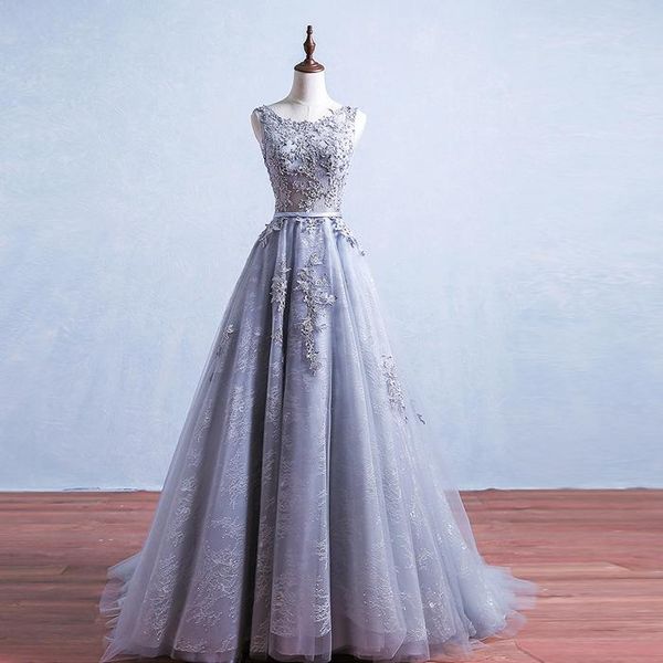 party dresses elegant grey a-line o neck evening dress real pos long floor length tulle appliques gowns prom, White;black
party dresses elegant grey a-line o neck evening dress real pos long floor length tulle appliques gowns prom, White;black