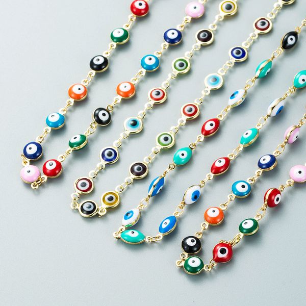 america and europe popular gold plated colorful evil eye copper chain necklace jewelry for woman gift, Silver
america and europe popular gold plated colorful evil eye copper chain necklace jewelry for woman gift, Silver