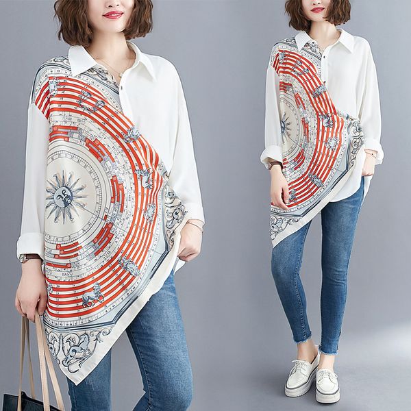 women's t-shirt retro-printed shirt, casual, modern-size big shirt for spring and summer, custom sewing, lpnu, White
women's t-shirt retro-printed shirt, casual, modern-size big shirt for spring and summer, custom sewing, lpnu, White