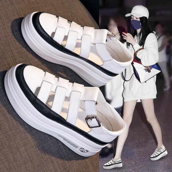 sandals genuine leather platform closed toe casual shoes wedge high chunky heel thick bottom muffin female roman, Black
sandals genuine leather platform closed toe casual shoes wedge high chunky heel thick bottom muffin female roman, Black