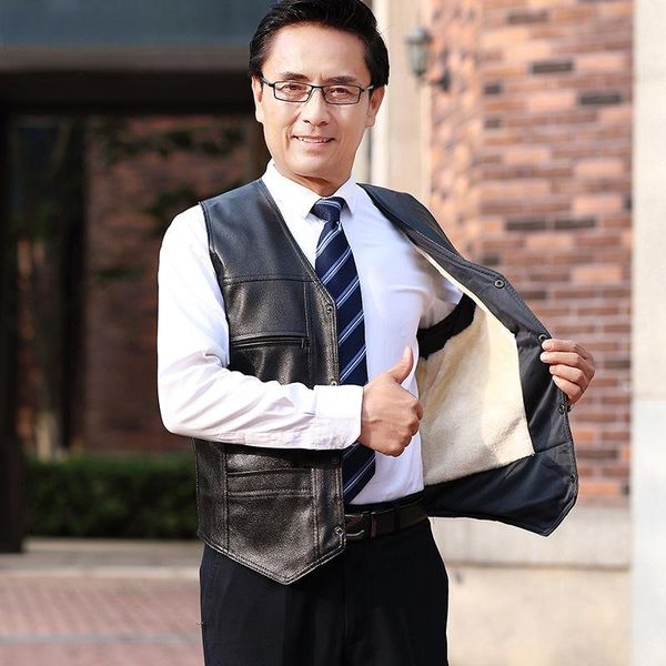 men's vests 2021 men fleece lined warm jackets sleeveless coat winter leather vest brand large size black, Black;white
men's vests 2021 men fleece lined warm jackets sleeveless coat winter leather vest brand large size black, Black;white