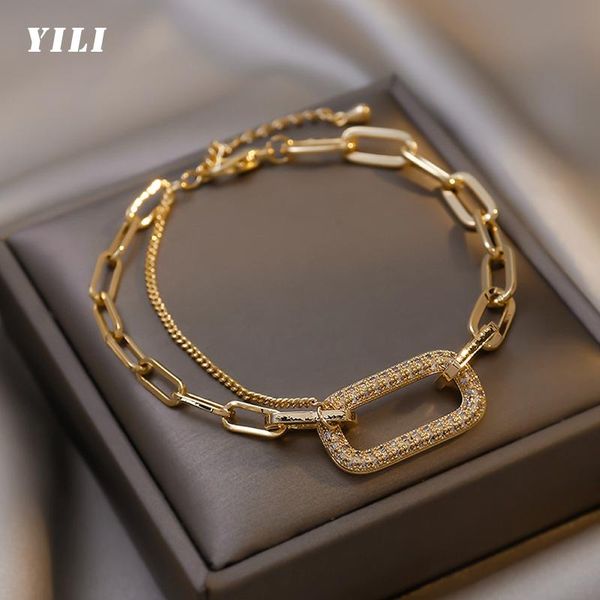 link, chain 2021 korean paperclip zircon bracelet fashion gold cz for women luxury party birthday jewelry gift, Black
link, chain 2021 korean paperclip zircon bracelet fashion gold cz for women luxury party birthday jewelry gift, Black