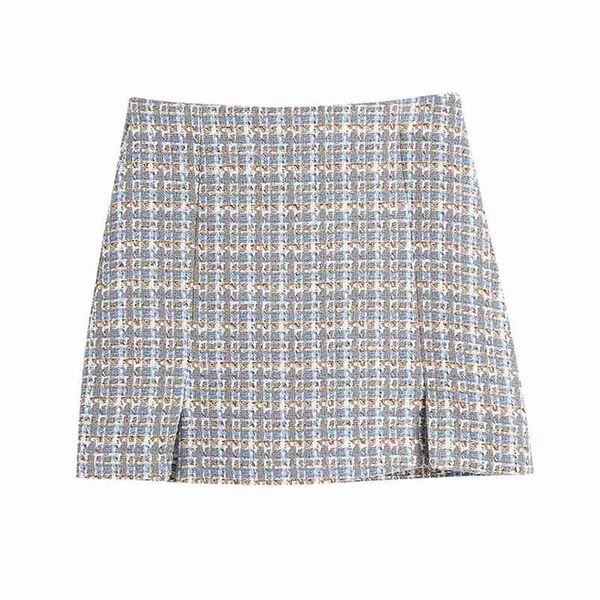 women summer plaid mini skirt casual split fork slim fashion sweet female a-line botton clothing 210513, Black
women summer plaid mini skirt casual split fork slim fashion sweet female a-line botton clothing 210513, Black