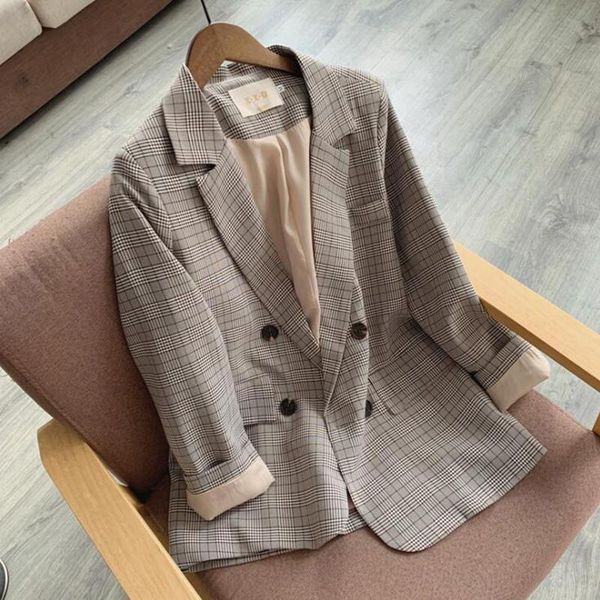 autumn double breasted plaid blazer women jacket vintage casual oversize suit office spring fashion coat ed1170 women's suits & blazers, White;black
autumn double breasted plaid blazer women jacket vintage casual oversize suit office spring fashion coat ed1170 women's suits & blazers, White;black