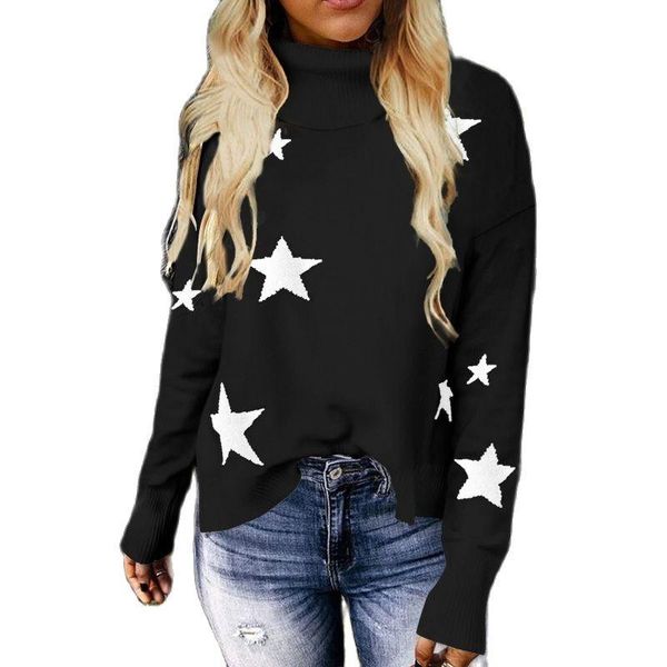 women's sweaters -selling winter style star print high neck long-sleeved trim pullover knit sweater blouse, White;black
women's sweaters -selling winter style star print high neck long-sleeved trim pullover knit sweater blouse, White;black