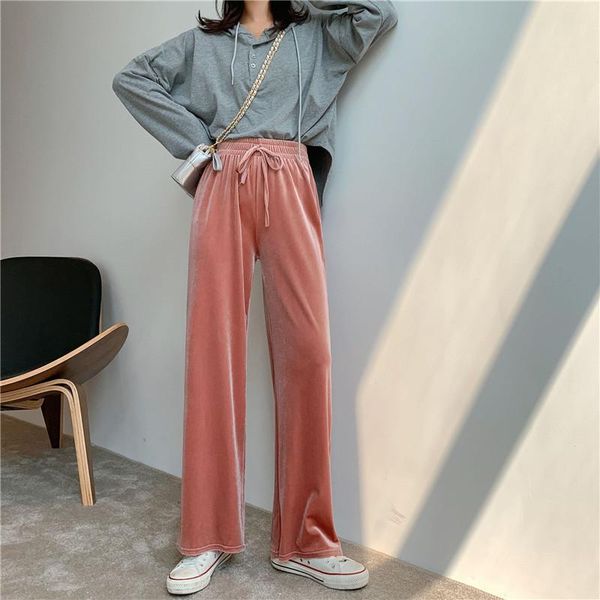 of high waist down gold velvet broad legged trousers women loose thin straight tube 100 lap mop leisure tide women's pants & capris, Black;white
of high waist down gold velvet broad legged trousers women loose thin straight tube 100 lap mop leisure tide women's pants & capris, Black;white