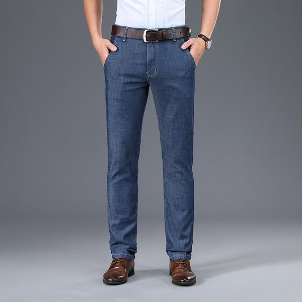 men's jeans autumn and winter four seasons business leisure stretch loose fashion ankle-length pants show thin straight, Blue
men's jeans autumn and winter four seasons business leisure stretch loose fashion ankle-length pants show thin straight, Blue