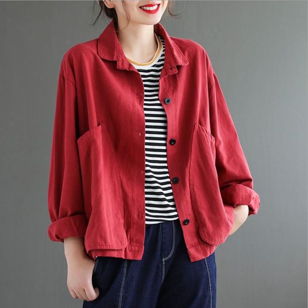women's jackets autumn loose women casual all-match 2021 ladies cardigan button pocket spliced coat, Black;brown
women's jackets autumn loose women casual all-match 2021 ladies cardigan button pocket spliced coat, Black;brown
