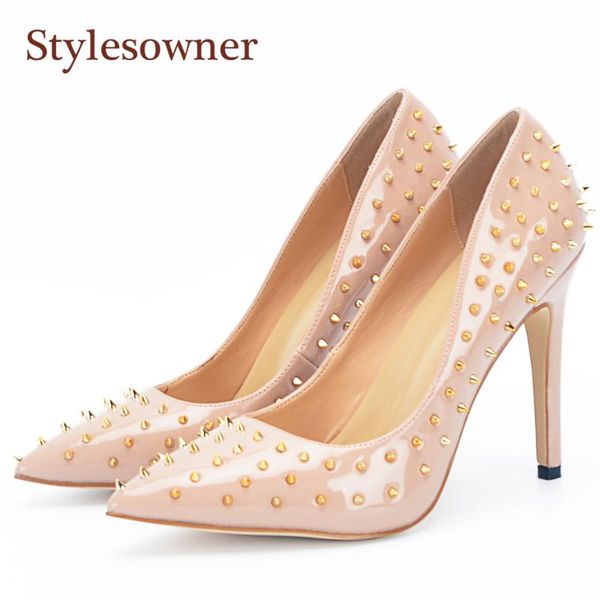 stylesowner spring autumn leather women pumps pointed toe rivet dress shoes shallow super thin high heel lady party, Black
stylesowner spring autumn leather women pumps pointed toe rivet dress shoes shallow super thin high heel lady party, Black