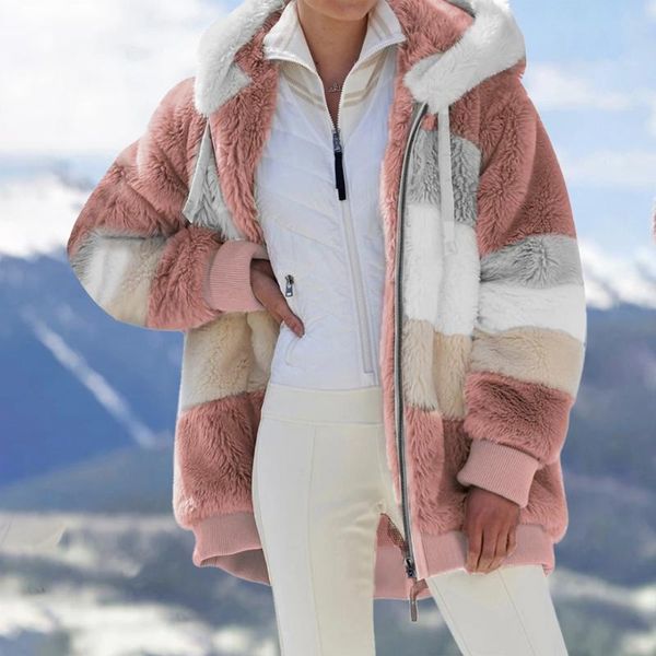 women's jackets winter women jacket fashion plush patchwork zipper pocket hooded retro loose long sleeve plus size coat, Black;brown
women's jackets winter women jacket fashion plush patchwork zipper pocket hooded retro loose long sleeve plus size coat, Black;brown
